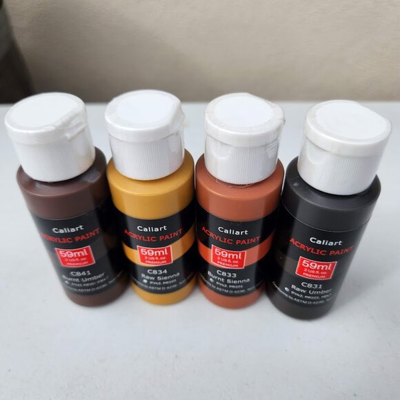 NEW 4 Caliart Acrylic Paint Set Brown Browns colors 59ml, 2oz each Art Craft Pai - Picture 3 of 5